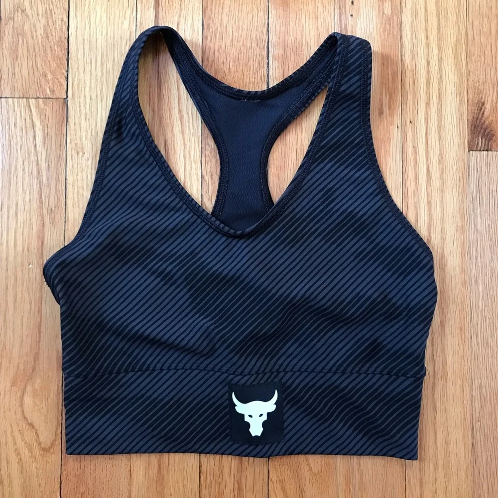 Under Armour Black Striped Sports Bra Small